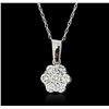 Image 1 : 14KT White Gold 0.42ctw Diamond Pendant With Chain