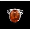 Image 2 : 14.20ct Spessartite Garnet and Diamond Ring - 14KT White Gold