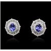 Image 1 : 14KT White Gold 2.56ctw Tanzanite and Diamond Earrings