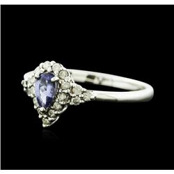 14KT White Gold 0.35ct Tanzanite and Diamond Ring