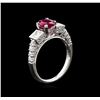 Image 4 : 1.06ct Ruby and Diamond Ring - 18KT White Gold