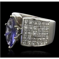 18KT White Gold 3.25ct Tanzanite and Diamond Ring