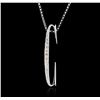 Image 1 : 14KT White Gold 0.18ctw Diamond Pendant With Chain