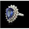 Image 1 : 14KT White Gold 6.85ct Tanzanite and Diamond Ring