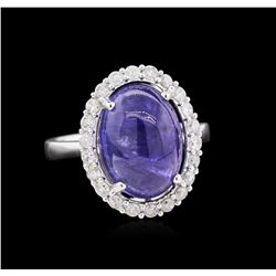8.19ct Tanzanite and Diamond Ring - 14KT White Gold
