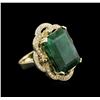 Image 1 : 18.28ct Emerald and Diamond Ring - 14KT Yellow Gold