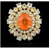 Image 2 : 14KT Yellow Gold 4.94ct Garnet, Sapphire and Diamond Ring