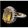 Image 1 : 14KT White Gold 6.72ct Yellow Sapphire and Diamond Ring