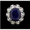 Image 2 : 14KT White Gold 10.12ct Sapphire and Diamond Ring
