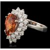Image 1 : 14KT White Gold 3.63ct Spessartite and Diamond Ring