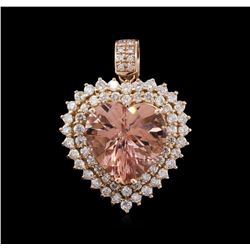 15.06ct Morganite and Diamond Pendant - 14KT Rose Gold