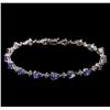 Image 1 : 6.25ctw Tanzanite and Diamond Bracelet - 14KT White Gold