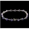 Image 2 : 6.25ctw Tanzanite and Diamond Bracelet - 14KT White Gold