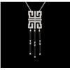 Image 1 : Onyx and Diamond Necklace - 14KT White Gold