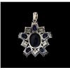 Image 2 : 3.00ctw Blue Sapphire and Diamond Pendant - 14KT White Gold
