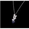 Image 3 : 14-18KT White Gold 1.49ct Sapphire and Diamond Pendant With Chain