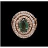 Image 2 : 3.73ct Alexandrite and Diamond Ring - 14KT Rose Gold