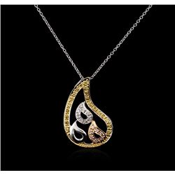 18KT Tri Color Gold 0.20ctw Diamond Pendant With Chain