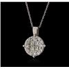 Image 1 : 14KT White Gold 0.61ctw Diamond Pendant with Chain