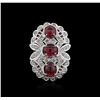 Image 2 : 14KT White Gold 6.81ctw Ruby and Diamond Ring