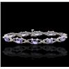 Image 1 : 14KT White Gold 5.55ctw Tanzanite and Diamond Bracelet