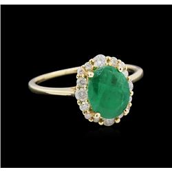 1.88ct Emerald and Diamond Ring - 14KT Yellow Gold