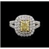 Image 2 : 14KT White Gold 2.78ctw Fancy Yellow Diamond Ring