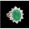 Image 2 : 14KT White Gold 3.41ct Emerald and Diamond Ring