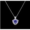 Image 1 : 3.02 Tanzanite and Diamond Pendant - 14KT White Gold