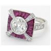 Image 2 : 1.75ctw Diamond and Ruby Ring - 18KT White Gold