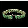Image 3 : 14KT Yellow Gold 28.52ctw Emerald Bracelet
