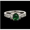 Image 2 : 14KT White Gold 0.75ct Emerald and Diamond Ring
