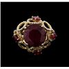 Image 2 : 14KT Yellow Gold 11.46ctw Ruby and Diamond Ring