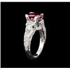 Image 4 : 1.07ct Ruby and Diamond Ring - 18KT White Gold