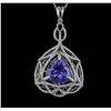 Image 2 : 14KT White Gold 5.64ct Tanzanite and Diamond Pendant With Chain