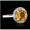 Image 3 : 14KT White Gold 2.35ct Citrine and Diamond Ring