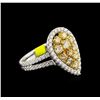 Image 1 : 2.04ctw Fancy Yellow Diamond Ring - 14KT White Gold