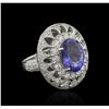 Image 1 : 6.24ct Tanzanite and Diamond Ring - 14KT White Gold