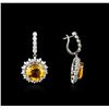 Image 2 : 14KT White Gold 15.20ctw Citrine and Diamond Earrings