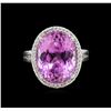 Image 2 : 9.84ct Kunzite and Diamond Ring - 14KT White Gold