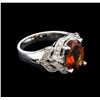 Image 1 : 6.28ct Malaya Garnet and Diamond Ring - 14KT White Gold