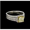 Image 1 : 1.44ctw Light Yellow Diamond Ring - 14KT Two-Tone Gold