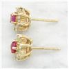 Image 4 : 0.30ctw Diamond and Ruby Earrings - 14KT Yellow Gold