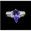 Image 2 : 2.75ct Tanzanite and Diamond Ring - Platinum