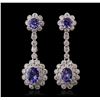 Image 2 : 14KT White Gold 3.22ctw Tanzanite and Diamond Earrings
