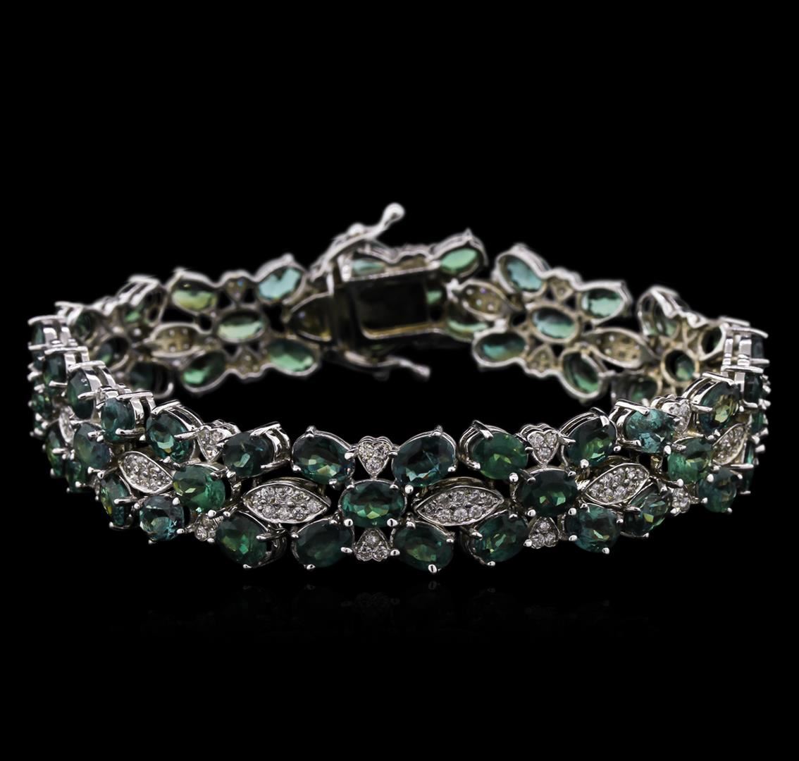 16.93ctw Alexandrite and Diamond Bracelet - 14KT White Gold