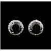 Image 1 : 3.64ctw Fancy Black Diamond Earrings - 14KT White Gold