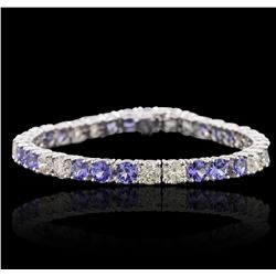 14KT White Gold 10.50ctw Tanzanite and Diamond Bracelet