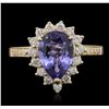 Image 1 : 14KT Yellow Gold 2.86ct Tanzanite and Diamond Ring