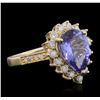 Image 2 : 14KT Yellow Gold 2.86ct Tanzanite and Diamond Ring